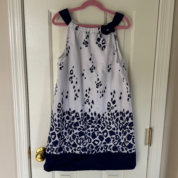 Gymboree White & Navy Giraffe Yoke Dress Girls Size 12 EUC - Picture 3 of 8